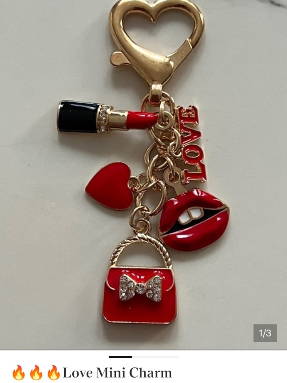 Red Lipstick & Purse Love Charm Keychain